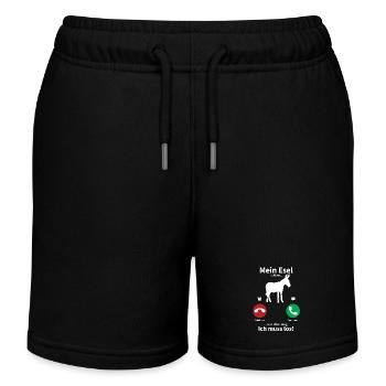 Mein Esel ruft an, ich muss los! - Kinder Organic Joggingshorts Mini Bolter von Stanley/Stella - Schwarz - Vorne