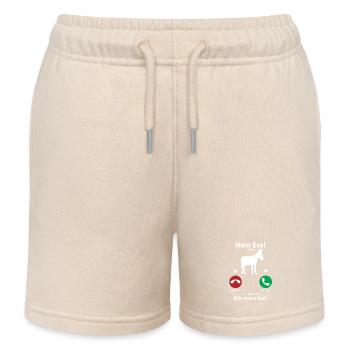 Mein Esel ruft an, ich muss los! - Kinder Organic Joggingshorts Mini Bolter von Stanley/Stella - Natur - Vorne