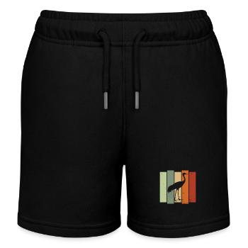 Sandhill Crane Retro Birdwatching Bird Watcher - Kids Organic Sweat Shorts by Stanley/Stella - black - Front