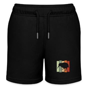 Kiwi Bird Retro Birdwatching Bird Watcher - Kids Organic Sweat Shorts by Stanley/Stella - black - Front