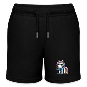 Einhorn Regenbogen Niedliches Einhorn Sicherheit - Kinder Organic Joggingshorts Mini Bolter von Stanley/Stella - Schwarz - Vorne