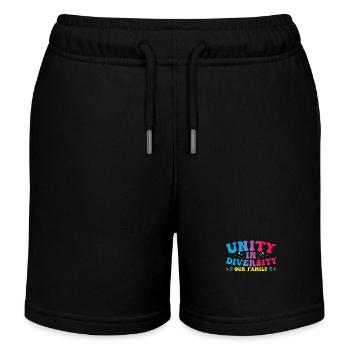 Diversité Famille Diversité Unité Dans la diversité - Short de jogging enfant bio Stanley/Stella - noir - Devant