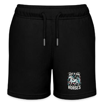 Pferdeliebhaber Geschenk Nur ein Mädchen, das Pferde liebt - Kinder Organic Joggingshorts Mini Bolter von Stanley/Stella - Schwarz - Vorne