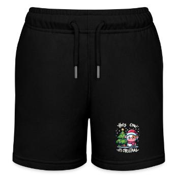 Niedliche Kuh feiert Weihnachten mit Geschenken - Kinder Organic Joggingshorts Mini Bolter von Stanley/Stella - Schwarz - Vorne