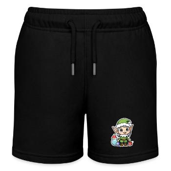 Elf Christmas Elf Gift Elf - Kids Organic Sweat Shorts by Stanley/Stella - black - Front