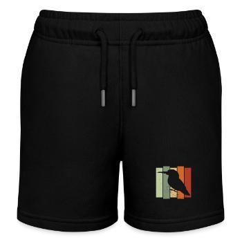 Kingfisher Retro Birdwatching Bird Watcher - Kids Organic Sweat Shorts by Stanley/Stella - black - Front