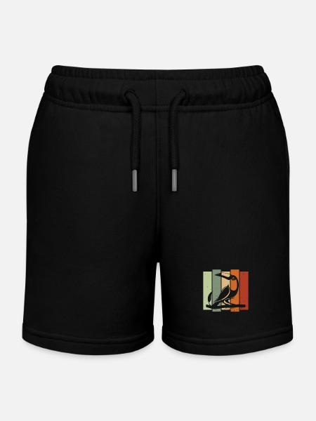 Tukan Retro Vogelbeobachtung Vogelbeobachter - Kinder Organic Joggingshorts Mini Bolter von Stanley/Stella - Schwarz