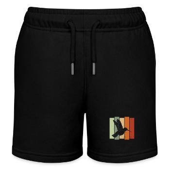Hummingbird Retro Birdwatching Bird Watcher - Kids Organic Sweat Shorts by Stanley/Stella - black - Front