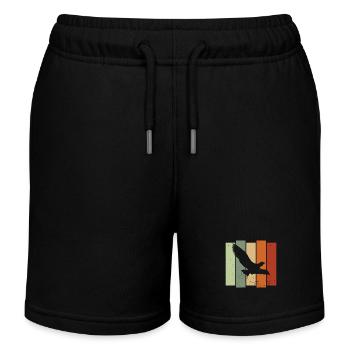 Falcon Retro Birdwatching Bird Watcher - Kids Organic Sweat Shorts by Stanley/Stella - black - Front