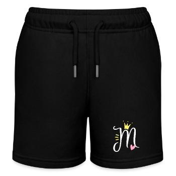 Buchstabe M Anfangsbuchstabe Krone - Kinder Organic Joggingshorts Mini Bolter von Stanley/Stella - Schwarz - Vorne