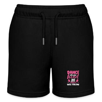 Dance with your heart and your feet will dance - Kids Organic Sweat Shorts by Stanley/Stella - black - Front