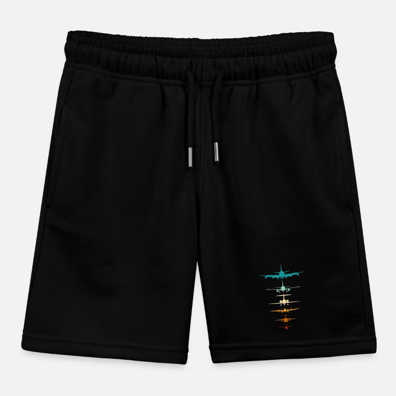 Airplanes Silhouette for Pilot, Flight Instructor Kids Organic Sweat Shorts by Stanley/Stella