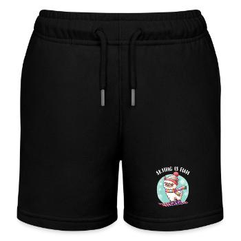 Cute llama with knitted hat skis funny - Kids Organic Sweat Shorts by Stanley/Stella - black - Front