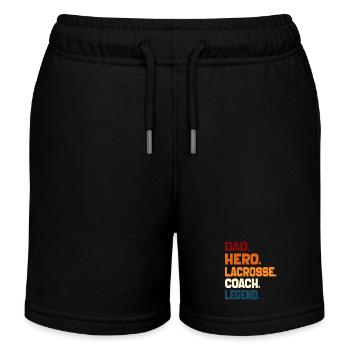 Dad Hero Lacrosse Coach Legend Sports Dad 2024 - Kids Organic Sweat Shorts by Stanley/Stella - black - Front