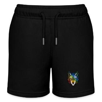Wolf Kopf Bunt - Kinder Organic Joggingshorts Mini Bolter von Stanley/Stella - Schwarz - Vorne