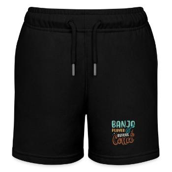 Banjo Player Before Coffee Folk Music Coffee Lover - Kinder Organic Joggingshorts Mini Bolter von Stanley/Stella - Schwarz - Vorne