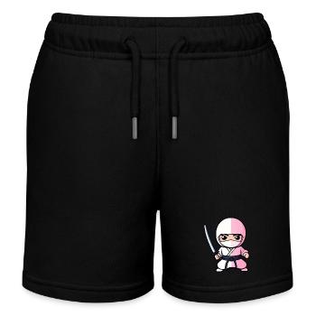 Mignon ninja blanc avec épée katana - Short de jogging enfant bio Stanley/Stella - noir - Devant
