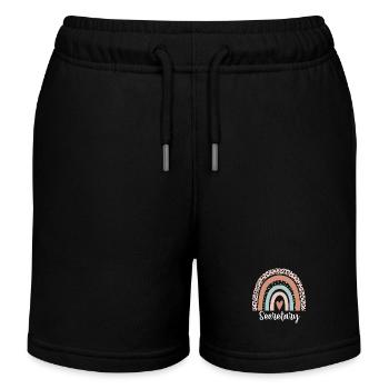 Secretary Rainbow Leopard Funny Secretary - Kids Organic Sweat Shorts by Stanley/Stella - black - Front