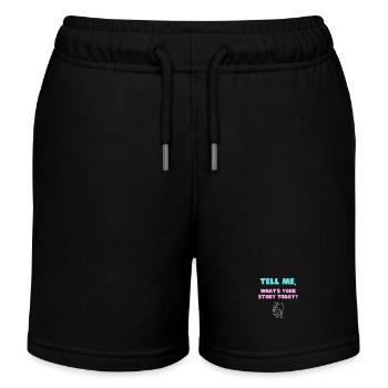 Erzähl mir, was ist deine Geschichte heute? - Kinder Organic Joggingshorts Mini Bolter von Stanley/Stella - Schwarz - Vorne