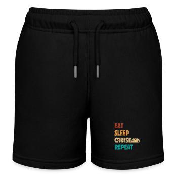 Eat Sleep Cruise Repeat - Cruise, Vacation - Kids Organic Sweat Shorts by Stanley/Stella - black - Front