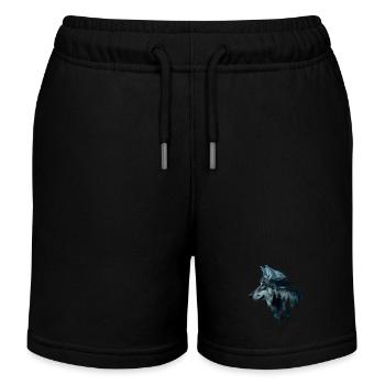 Wolf Natur Camping Wandern Geschenk - Kinder Organic Joggingshorts Mini Bolter von Stanley/Stella - Schwarz - Vorne
