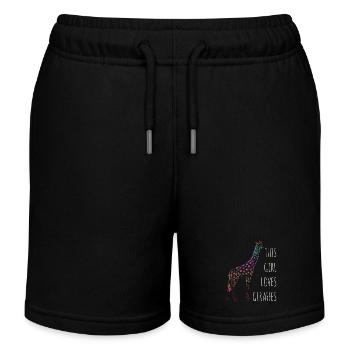 Cadeau animal girafe - Short de jogging enfant bio Stanley/Stella - noir - Devant
