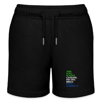 Flagge Sierra Leone Westafrikanisches Essen Yam Fufu - Kinder Organic Joggingshorts Mini Bolter von Stanley/Stella - Schwarz - Vorne