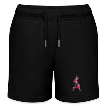 Paris, France, Tour Eiffel, Souvenir - Short de jogging enfant bio Stanley/Stella - noir - Devant