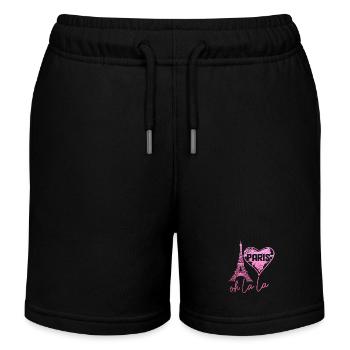Paris, France, Tour Eiffel, Souvenir - Short de jogging enfant bio Stanley/Stella - noir - Devant