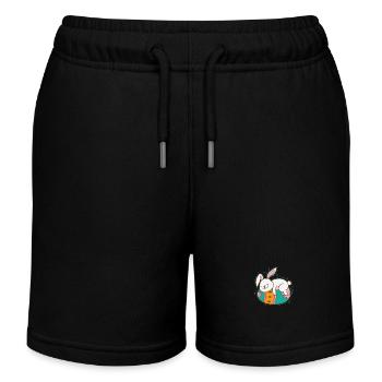 Easter Bunny on Easter Egg Spring - Kids Organic Sweat Shorts by Stanley/Stella - black - Front