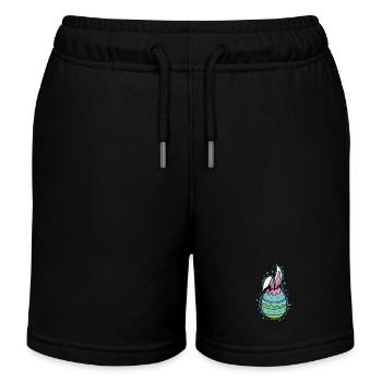 Osterei mit einem Osterhasen Frühling - Kinder Organic Joggingshorts Mini Bolter von Stanley/Stella - Schwarz - Vorne