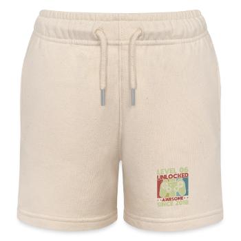 Level 6 Unlocked - Kids Organic Sweat Shorts by Stanley/Stella - soft Ecru - Front