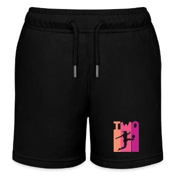 2nd Birthday Women's Soccer Soccer Female Soccer Player - Kids Organic Sweat Shorts by Stanley/Stella - black - Front