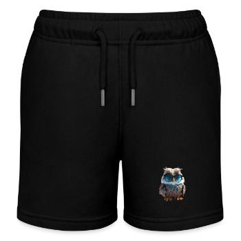 Owl Barn Owl Gift Kauz Uhu Owl Sweet Owls - Kids Organic Sweat Shorts by Stanley/Stella - black - Front