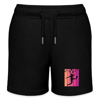 Female Soccer Player 7th Birthday - Kids Organic Sweat Shorts by Stanley/Stella - black - Front