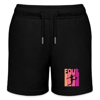 Footballer Soccer 4th Birthday - Kids Organic Sweat Shorts by Stanley/Stella - black - Front