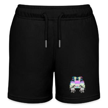Castle Fairy Tale Knight Horse King Middle Ages - Kids Organic Sweat Shorts by Stanley/Stella - black - Front