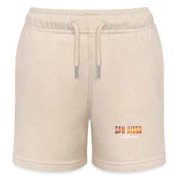 San Diego California Vintage Souvenir - Kids Organic Sweat Shorts by Stanley/Stella - soft Ecru - Front
