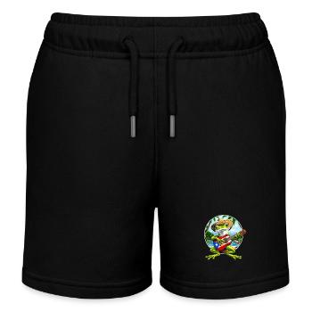 Puerto Rico Coqui Frog - Kids Organic Sweat Shorts by Stanley/Stella - black - Front