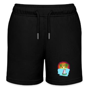 Unicorn South Seas Vacation Ocean Island Distress Sea Lake - Kids Organic Sweat Shorts by Stanley/Stella - black - Front
