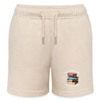 Stack of books . You love books - Kids Organic Sweat Shorts by Stanley/Stella - soft Ecru - Front