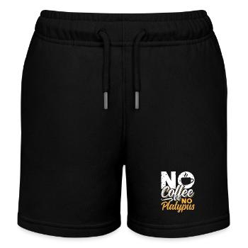 Platypus Lover No Coffee No Zoology Coffee Lover - Kids Organic Sweat Shorts by Stanley/Stella - black - Front