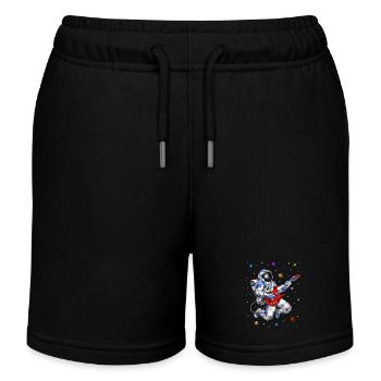 Weltraumastronaut spielt Gitarre - Kinder Organic Joggingshorts Mini Bolter von Stanley/Stella - Schwarz - Vorne
