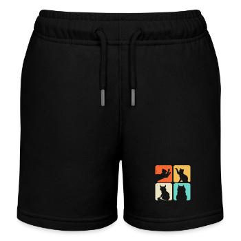 Cat Motif - Kids Organic Sweat Shorts by Stanley/Stella - black - Front
