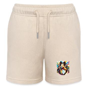 Langhaar Collie Hund - Kinder Organic Joggingshorts Mini Bolter von Stanley/Stella - Natur - Vorne