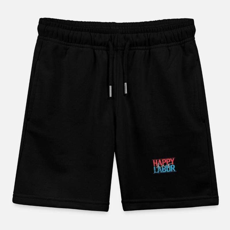 Happy Labor Day Diligent Workers Kids Organic Sweat Shorts by Stanley/Stella