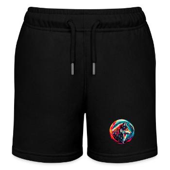 Wolf in Polygonendarstellung - Kinder Organic Joggingshorts Mini Bolter von Stanley/Stella - Schwarz - Vorne