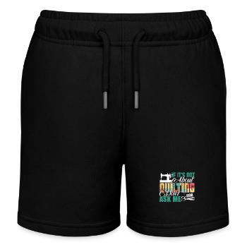 Quilting Ask Me About Quilting - Kids Organic Sweat Shorts by Stanley/Stella - black - Front