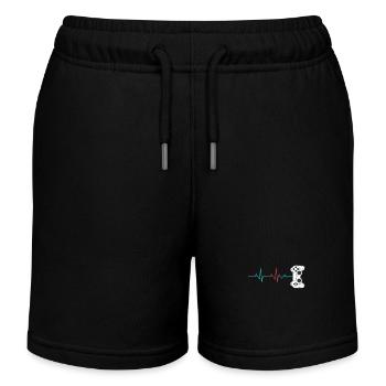 Gamer Heartbeat Controller Retro Video Game Lover - Kids Organic Sweat Shorts by Stanley/Stella - black - Front