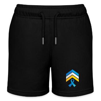 T21 Ribbon - Down Syndrome Awareness Month, Rock - Kids Organic Sweat Shorts by Stanley/Stella - black - Front